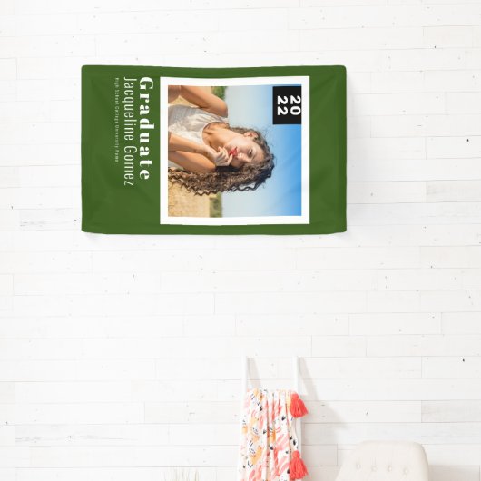 シンプル写真卒業2022年発表グリーン 横断幕 (インサイチュ)