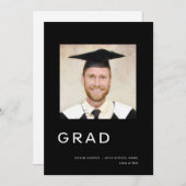 シンプル写真卒業2024黒 案内状 (正面/裏面)