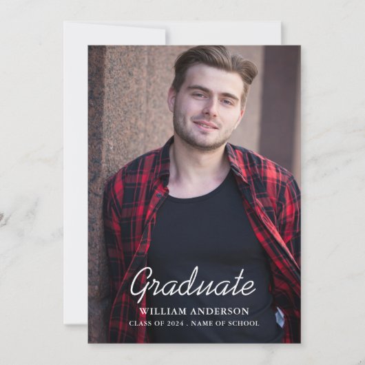 シンプル写真卒業 案内状 (正面)