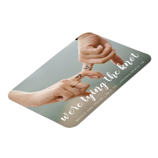 シンプル写真可愛い航海の結婚式の日付を保存 マグネット (左側)