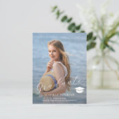 シンプル写真台本高校卒業 案内ポストカード (スタンド正面)