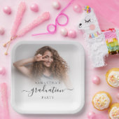 シンプル写真名スクリプト卒業2024パーティー ペーパープレート (パーティー)