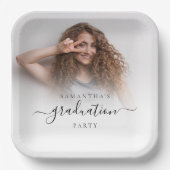 シンプル写真名スクリプト卒業2024パーティー ペーパープレート (正面)