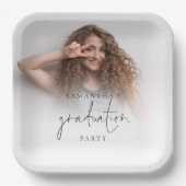 シンプル写真名スクリプト卒業 ペーパープレート (正面)