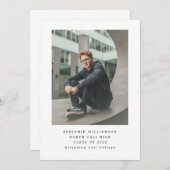 シンプル写真型モダン基礎卒業 案内状 (正面/裏面)