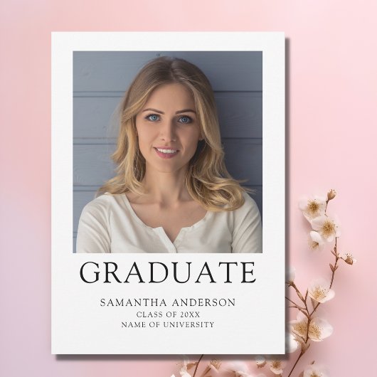 シンプル写真大学卒業 案内状