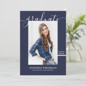 シンプル写真大学院発表2022ネイビーブルー 案内状 (スタンド正面)