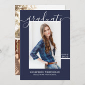 シンプル写真大学院発表2022ネイビーブルー 案内状 (正面/裏面)