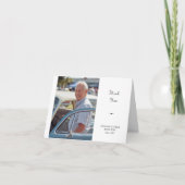 シンプル写真小さく折り畳んだ葬儀 サンキューカード (正面)