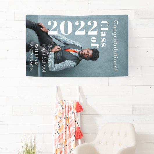 シンプル写真左はっきりした学卒業 横断幕 (インサイチュ)