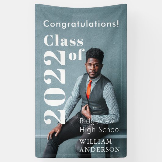 シンプル写真左はっきりした学卒業 横断幕 (縦)