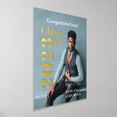 シンプル写真左はっきりした学卒業 箔ポスター (レイダウン)