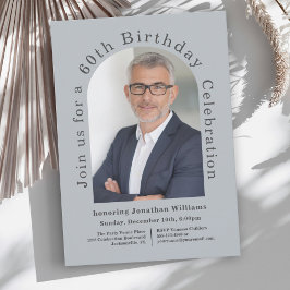 シンプル写真左60歳の誕生日パーティー 招待状