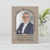 シンプル写真左70歳の誕生日パーティー 招待状 (スタンド正面)