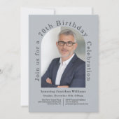 シンプル写真左70歳の誕生日パーティー 招待状 (正面)