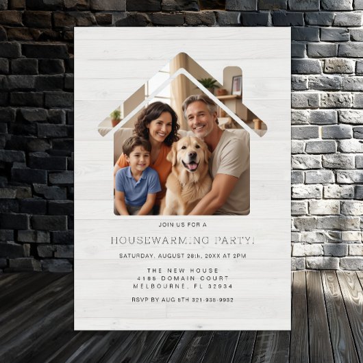 シンプル写真引っ越し祝いパーティーパーティの招待状 招待状