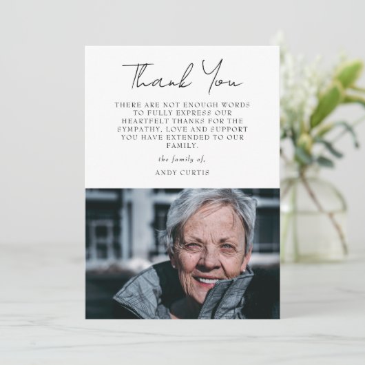 シンプル写真悔やみや弔慰書道ありがとう サンキューカード (スタンド正面)