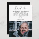 シンプル写真悔やみや弔慰書道ありがとう サンキューカード (正面/裏面)