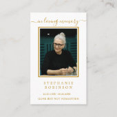 シンプル写真悔やみや弔慰葬儀祈りの言葉カード 名刺 (正面)