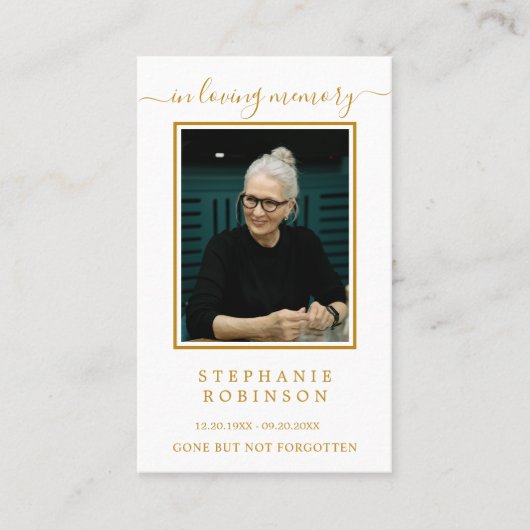 シンプル写真悔やみや弔慰葬儀祈りの言葉カード 名刺 (正面)