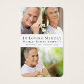 シンプル写真悔やみや弔慰葬儀記念祈りの言葉カード (正面)