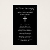 シンプル写真悔やみや弔慰葬儀記念祈りの言葉カード (裏面)