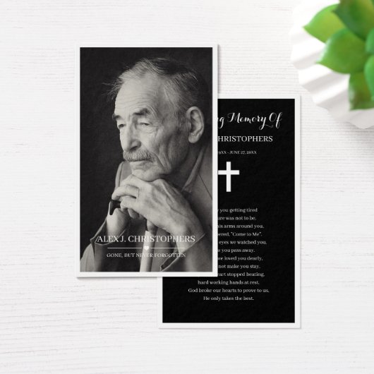 シンプル写真悔やみや弔慰葬儀記念祈りの言葉カード (デスク)