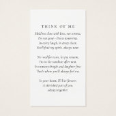 シンプル写真悔やみや弔慰葬儀記念祈りの言葉カード (裏面)