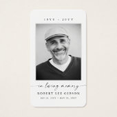 シンプル写真悔やみや弔慰葬儀記念祈りの言葉カード (正面)