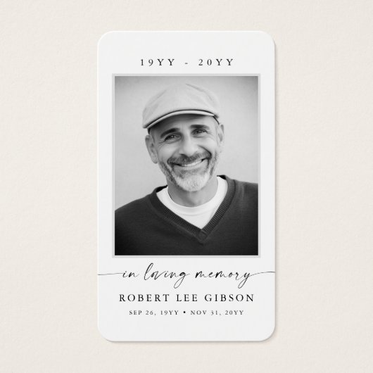 シンプル写真悔やみや弔慰葬儀記念祈りの言葉カード (正面)