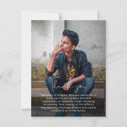 シンプル写真手書き葬儀サンキューカード サンキューカード (正面)