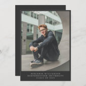 シンプル写真植字者ブラックタイポグラフィ院生 案内状 (正面/裏面)