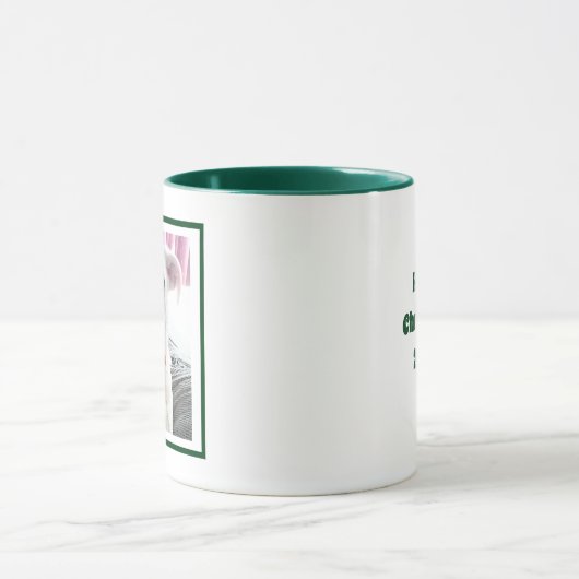 シンプル写真独身のとイニシャルかわいい犬のクリスマス マグカップ (中央)