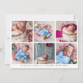 シンプル写真生まれたばかりのベビー誕生のお知らせ 案内状 (裏面)