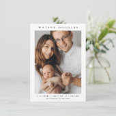 シンプル写真生まれたばかりのベビー誕生 サンキューカード (スタンド正面)