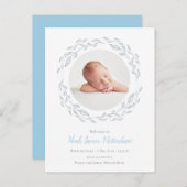 シンプル写真男の赤ちゃんフローラ誕生のお知らせ 案内ポストカード (正面/裏面)