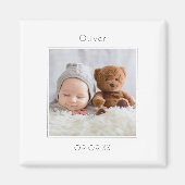シンプル写真男の赤ちゃん記念の誕生発表 マグネット (正面)