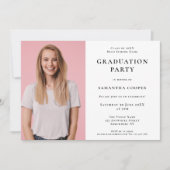 シンプル写真白卒業パーティー招待状 招待状 (正面)
