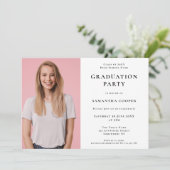 シンプル写真白卒業パーティー招待状 招待状 (スタンド正面)