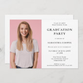 シンプル写真白卒業パーティー招待状 招待状 (正面/裏面)