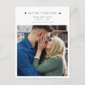 シンプル写真白黒結婚式の日付の保存 案内ポストカード (正面)