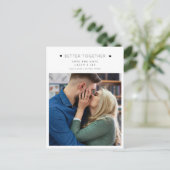 シンプル写真白黒結婚式の日付の保存 案内ポストカード (スタンド正面)