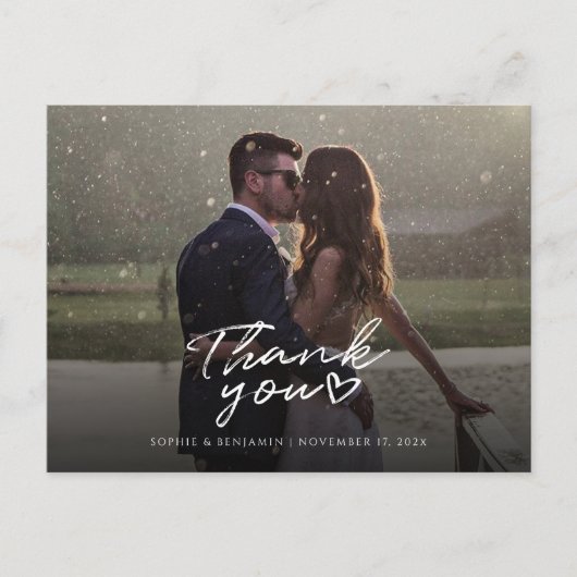 シンプル写真結婚ありがとう ポストカード (正面)