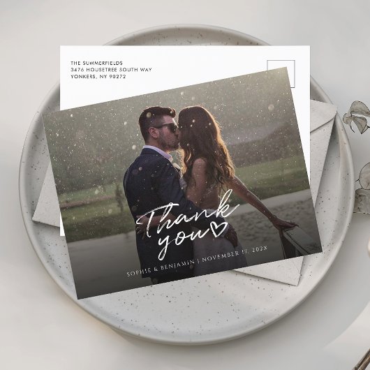 シンプル写真結婚ありがとう ポストカード