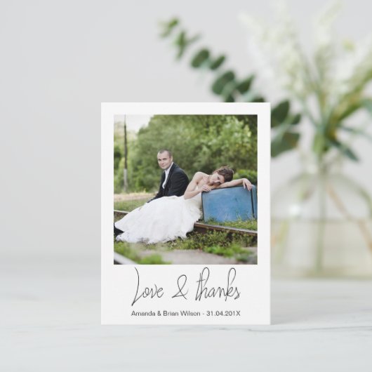シンプル写真結婚の感謝はがき ポストカード (スタンド正面)