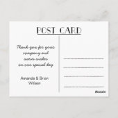 シンプル写真結婚の感謝はがき ポストカード (裏面)