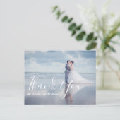 シンプル写真結婚Thank You Script Message ポストカード (スタンド正面)