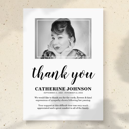 シンプル写真葬サンキューカード サンキューカード