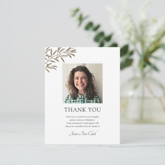 シンプル写真葬儀と悔やみや弔慰サンキューカード サンキューカード (スタンド正面)