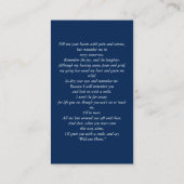 シンプル写真葬儀記念ブルー祈りの言葉カード 名刺 (裏面)